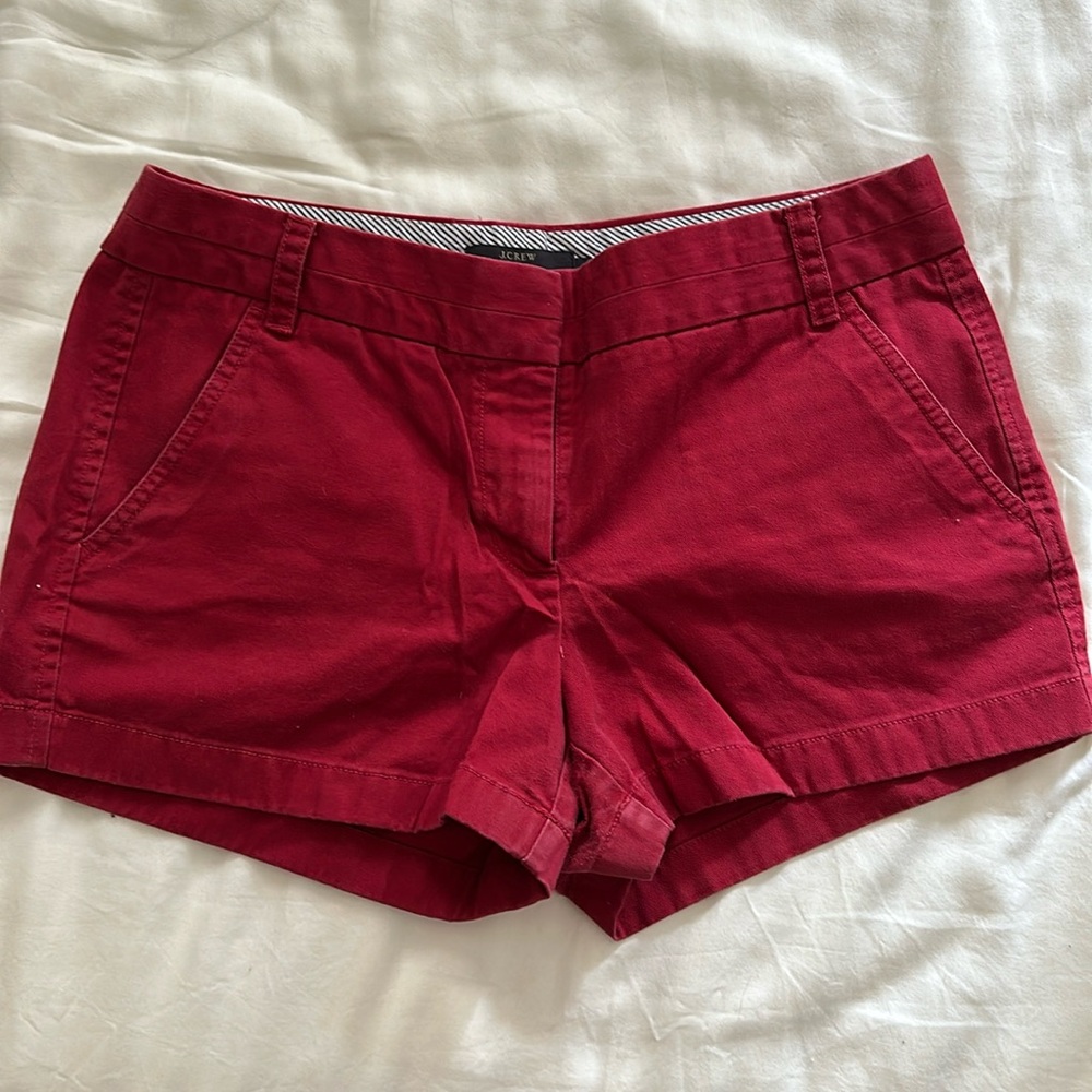 Red J Crew chino shorts, size 8